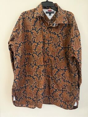 Tommy Hilfiger Shirt Mens 2XL/ XXL Paisley Floral Long Sleeve Button-Up Cotton